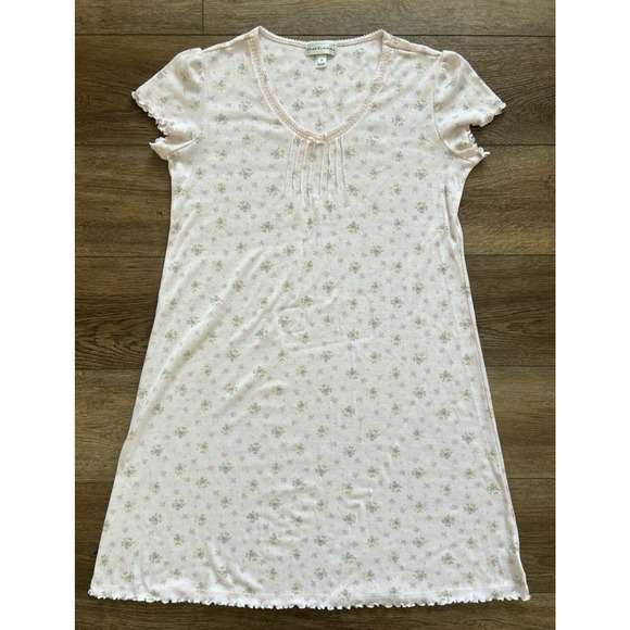 Miss Elaine Nightgown Womens Med Pink Floral Ruffle Trim Short Sleeves Sleepwear - Picture 11 of 11